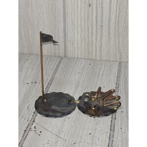Vtg Brutalist Style Golfer Sculpture Handmade Nuts Bolts Metal USA Primitive